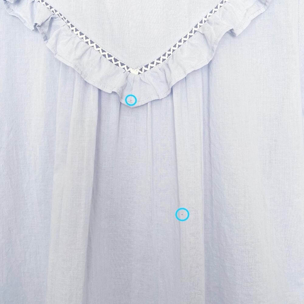 Loft Ruffle Blouse Long Sleeve Cotton Sheer Cottagecore Prairie Size Small Blue - Picture 5 of 16